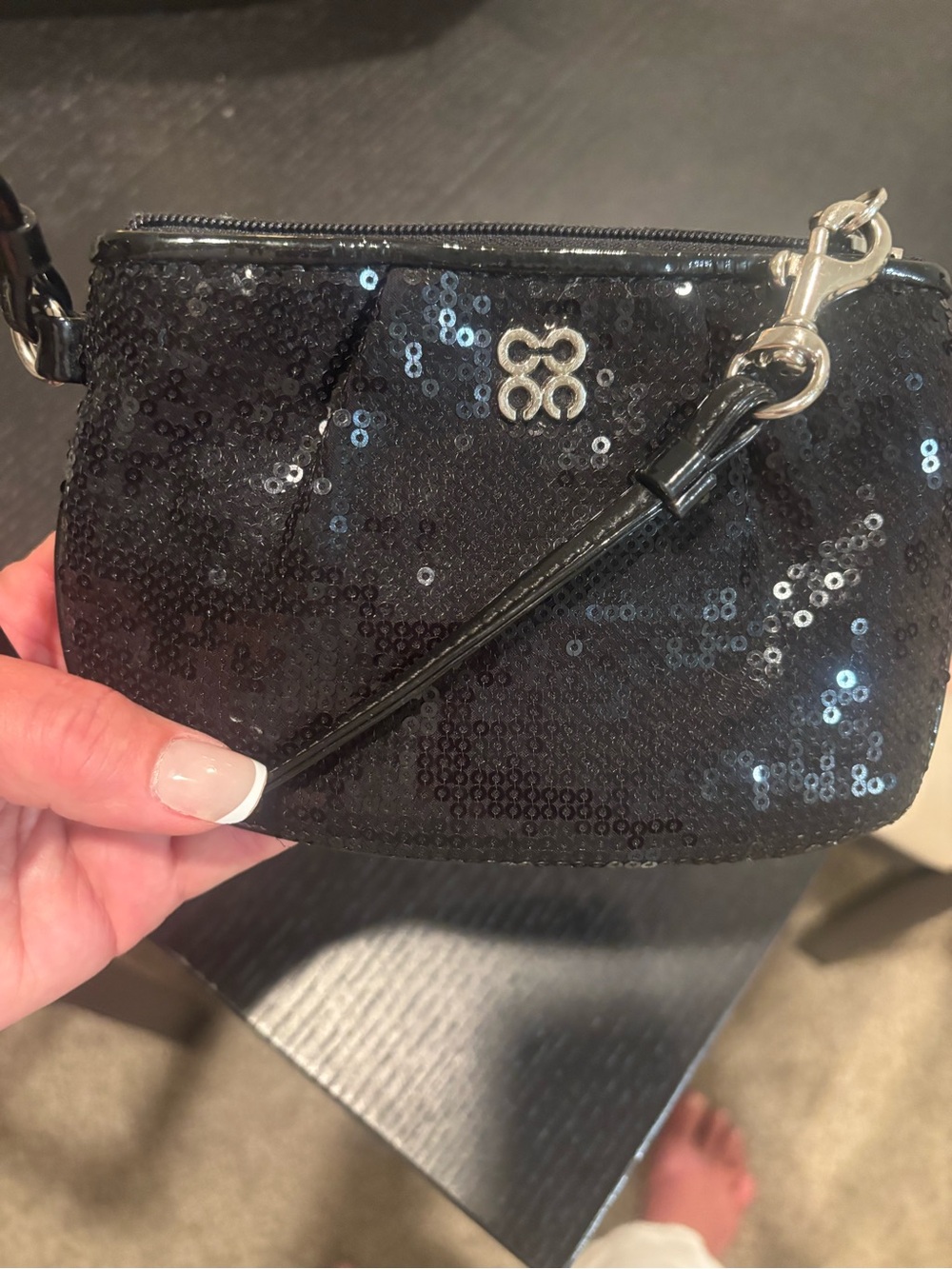 Coach Black Sequin Wristlet Clutch